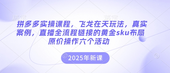 拼多多实操课程，飞龙在天玩法，真实案例，直播全流程链接的黄金sku布局原价操作六个活动-知拾光-汇聚优质知识，拾获理想前程。