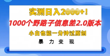 2025抖音1000个野路子信息差最新玩法，一分钟过原创，暴力变现月入几k-知拾光-汇聚优质知识，拾获理想前程。