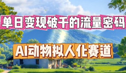 单日变现破k的流量密码，AI动物拟人化赛道-知拾光-汇聚优质知识，拾获理想前程。