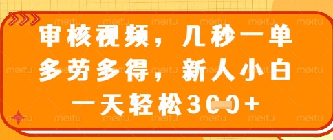 最新审核视频，几秒一单，多劳多得，新人小白一天轻松3张【揭秘】-知拾光-汇聚优质知识，拾获理想前程。