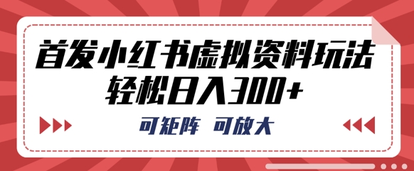 首发小红书虚拟资料玩法，可矩阵，可放大，轻松日入3张-知拾光-汇聚优质知识，拾获理想前程。