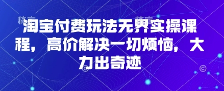 淘宝付费玩法无界实操课程，高价解决一切烦恼，大力出奇迹-知拾光-汇聚优质知识，拾获理想前程。