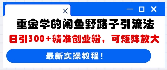 重金学的闲鱼野路子引流法，日引300+精准创业粉，可矩阵放大-知拾光-汇聚优质知识，拾获理想前程。