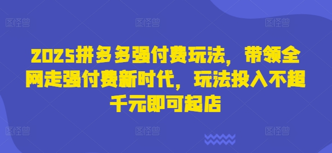 2025拼多多强付费玩法，带领全网走强付费新时代，玩法投入不超千元即可起店-知拾光-汇聚优质知识，拾获理想前程。