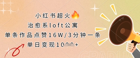 小红书超火的治愈系loft公寓，单条作品点赞16W，3分钟一条，单日变现数张-知拾光-汇聚优质知识，拾获理想前程。