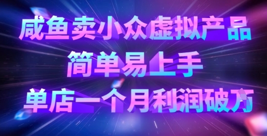 咸鱼卖小众虚拟产品,简单易上手,单店一个月利润破W-知拾光-汇聚优质知识,拾获理想前程。